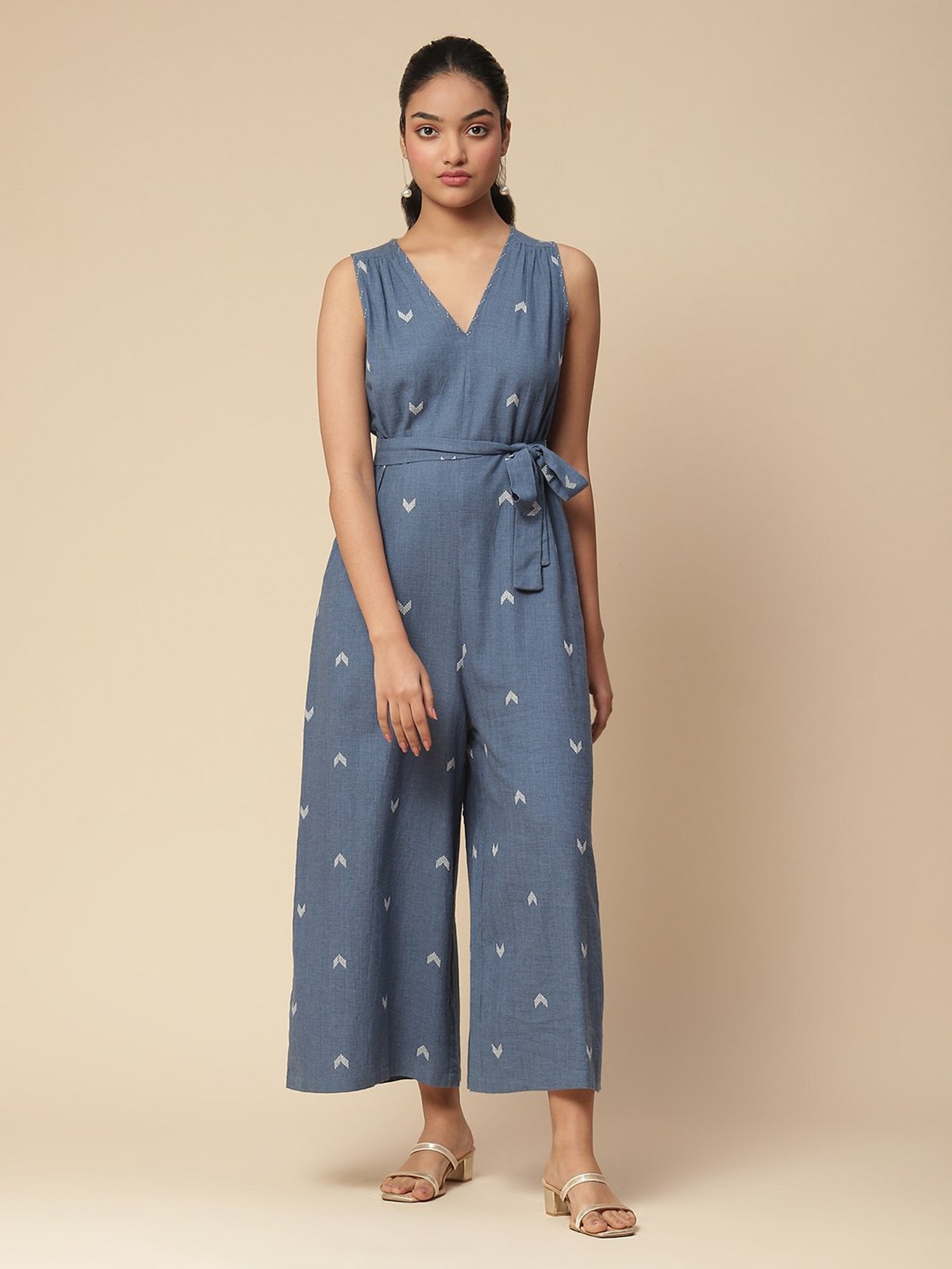 aarke Ritu Kumar Blue Printed Jumpsuit