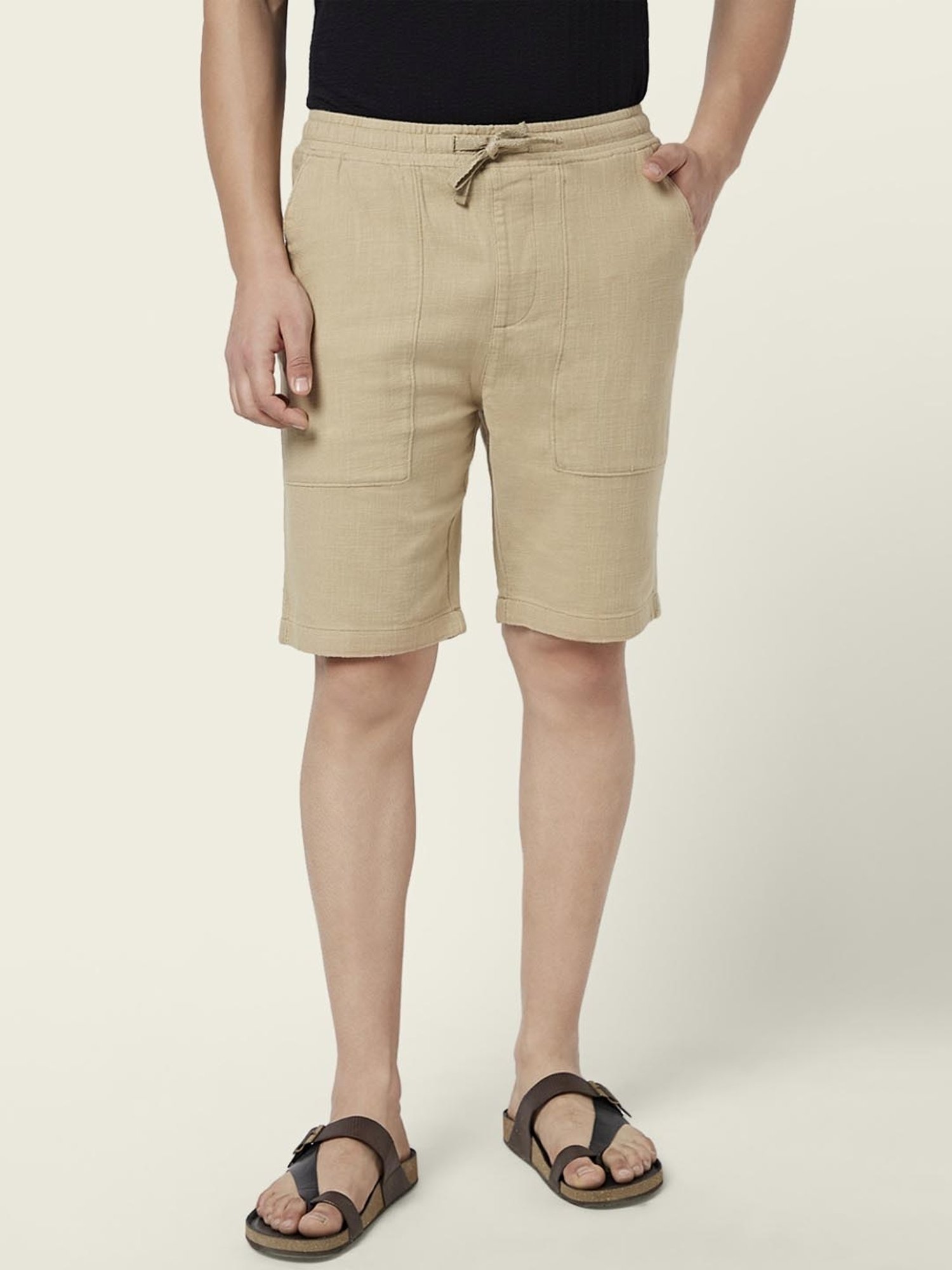 7 Alt By Pantaloons Khaki Cotton Slim Fit Shorts