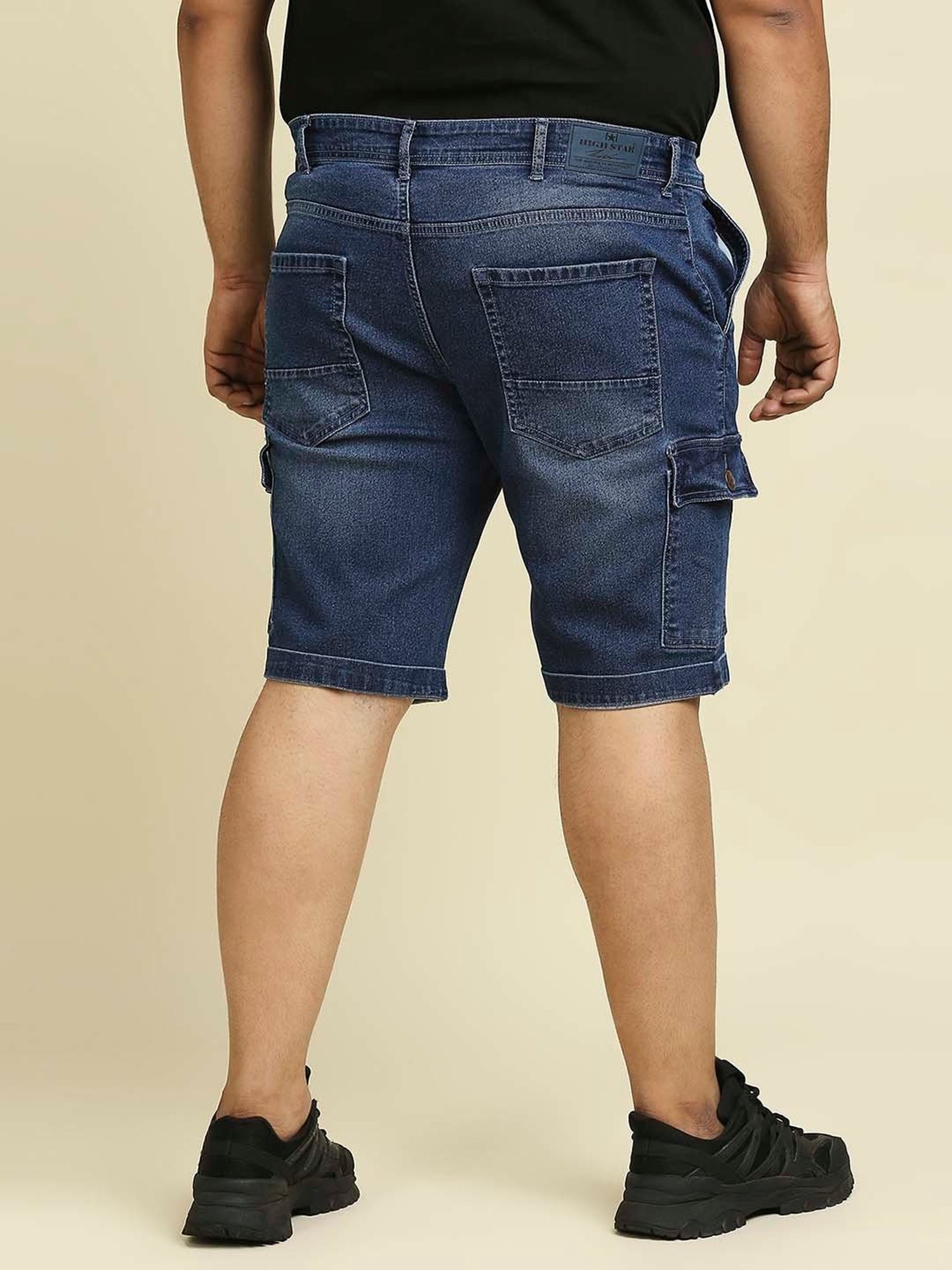 High Star Blue Slim Fit Plus Size Denim Shorts