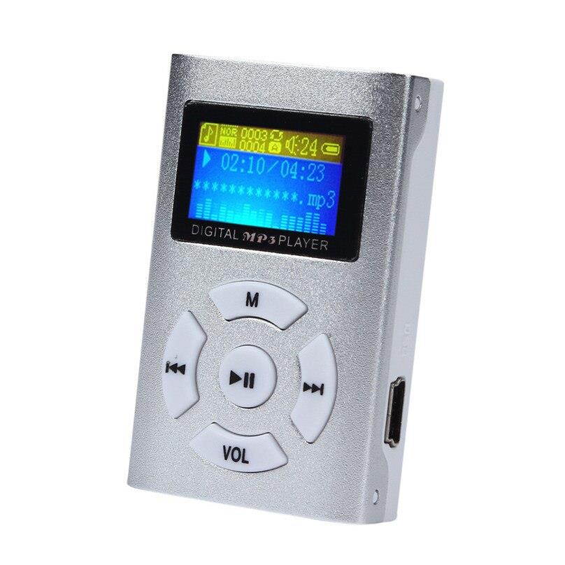 2018 3.5mm Stereo Jack USB Mini Clip MP3 Player LCD Screen Support 32GB Micro SD TF Card MP3 Music Player Silver
