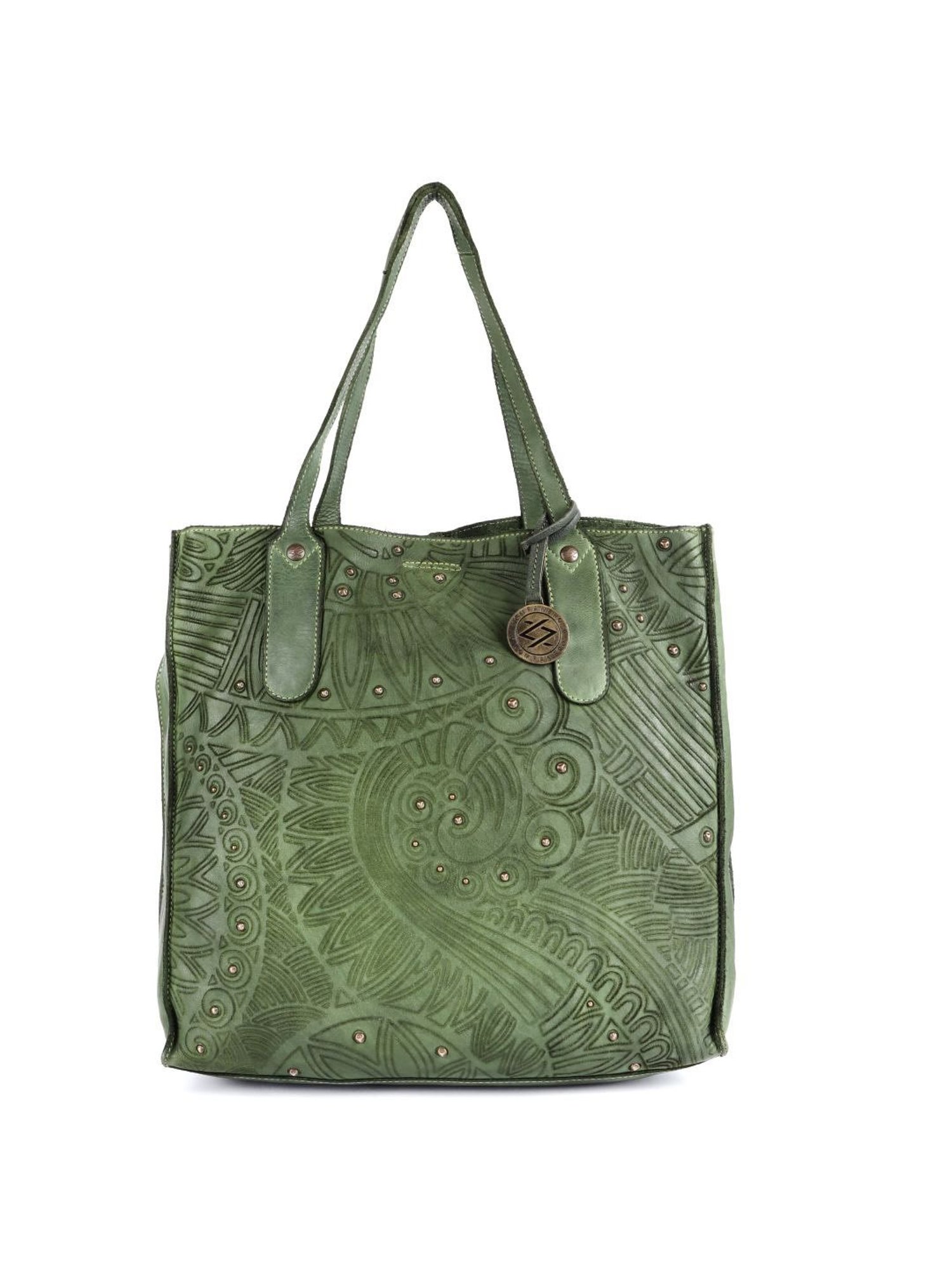 KOMPANERO Aria Sage Leather Textured Tote Handbag