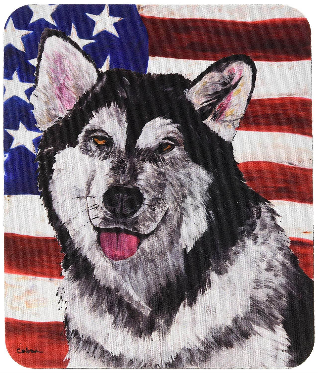 Caroline's Treasures Alaskan Malamute USA Patriotic American Flag Mouse Pad/Hot Pad/Trivet (SC9497MP)