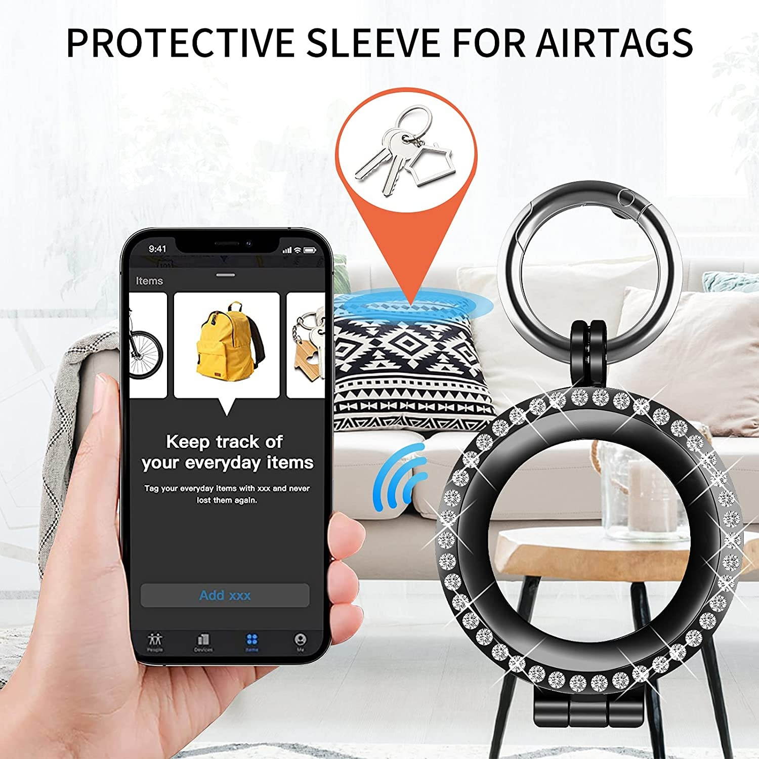 (2 Pack) Kids/Adults Anti-Lost Bracelet for AirTag, iZi Way Soft Silicone Wristband Watch Band Waterproof Protective Case Cover Holder for Apple Air Tag Tracker - Orange/Yellow