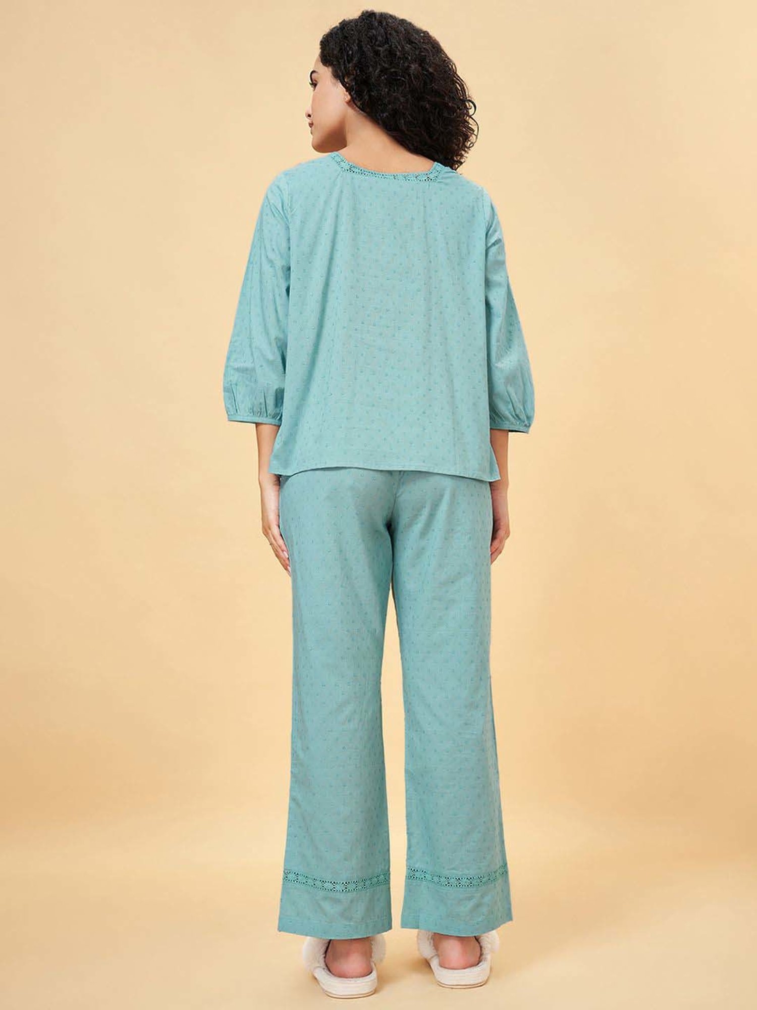 Dreamz by Pantaloons Stillwater Cotton Self Pattern Top Pyjamas Set