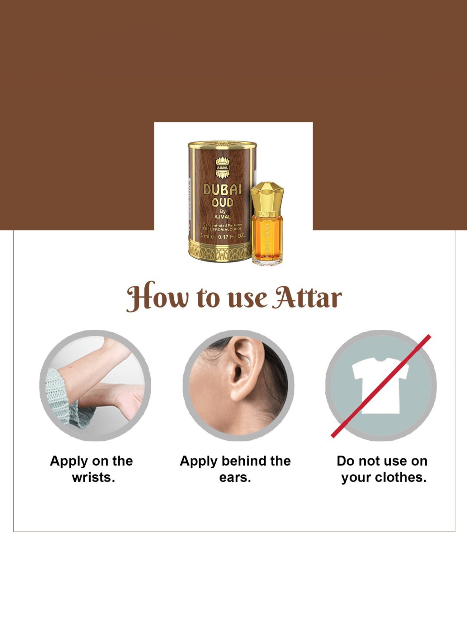 Ajmal Dubai Oud Concentrated Perfume for Unisex  - 5 ml