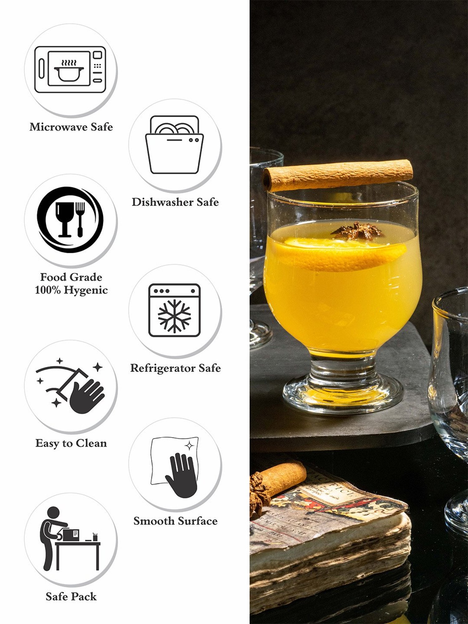 ROXX Transparent Glass Everyday Glasses - Set of 6 (300ml)