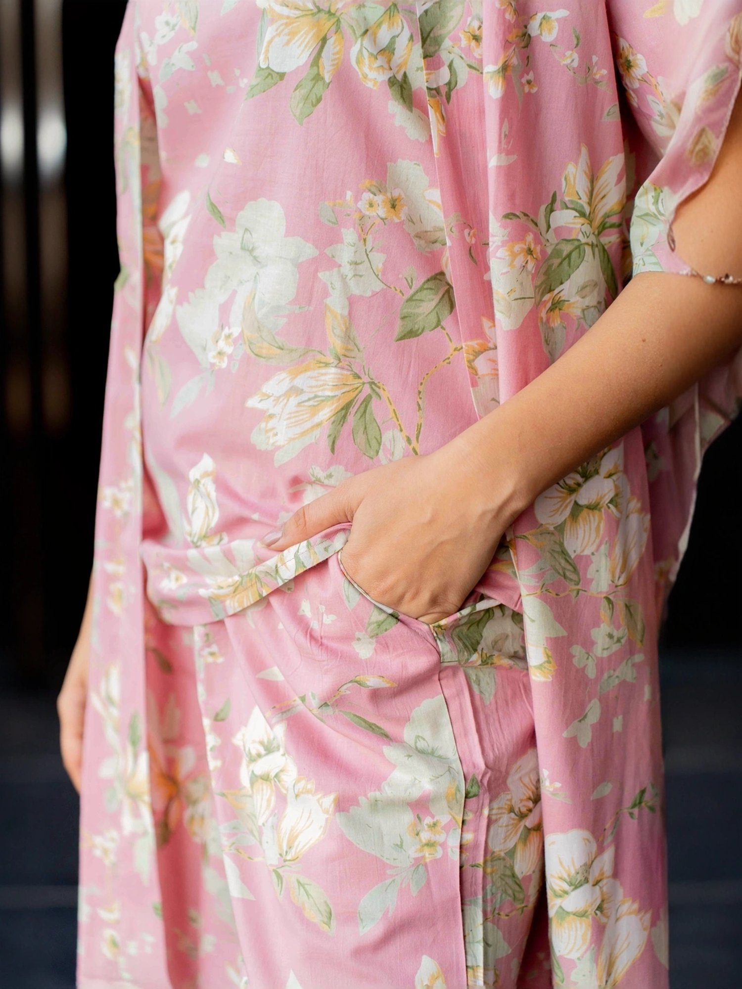 MIRCHI FASHION Pink Cotton Printed Top Palazzo Set With Shrug