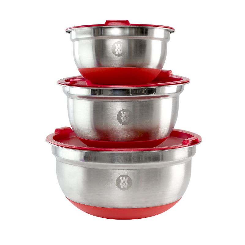Weight Watchers 6 Piece Stainless Steel Mixing Bowl Set with Lids