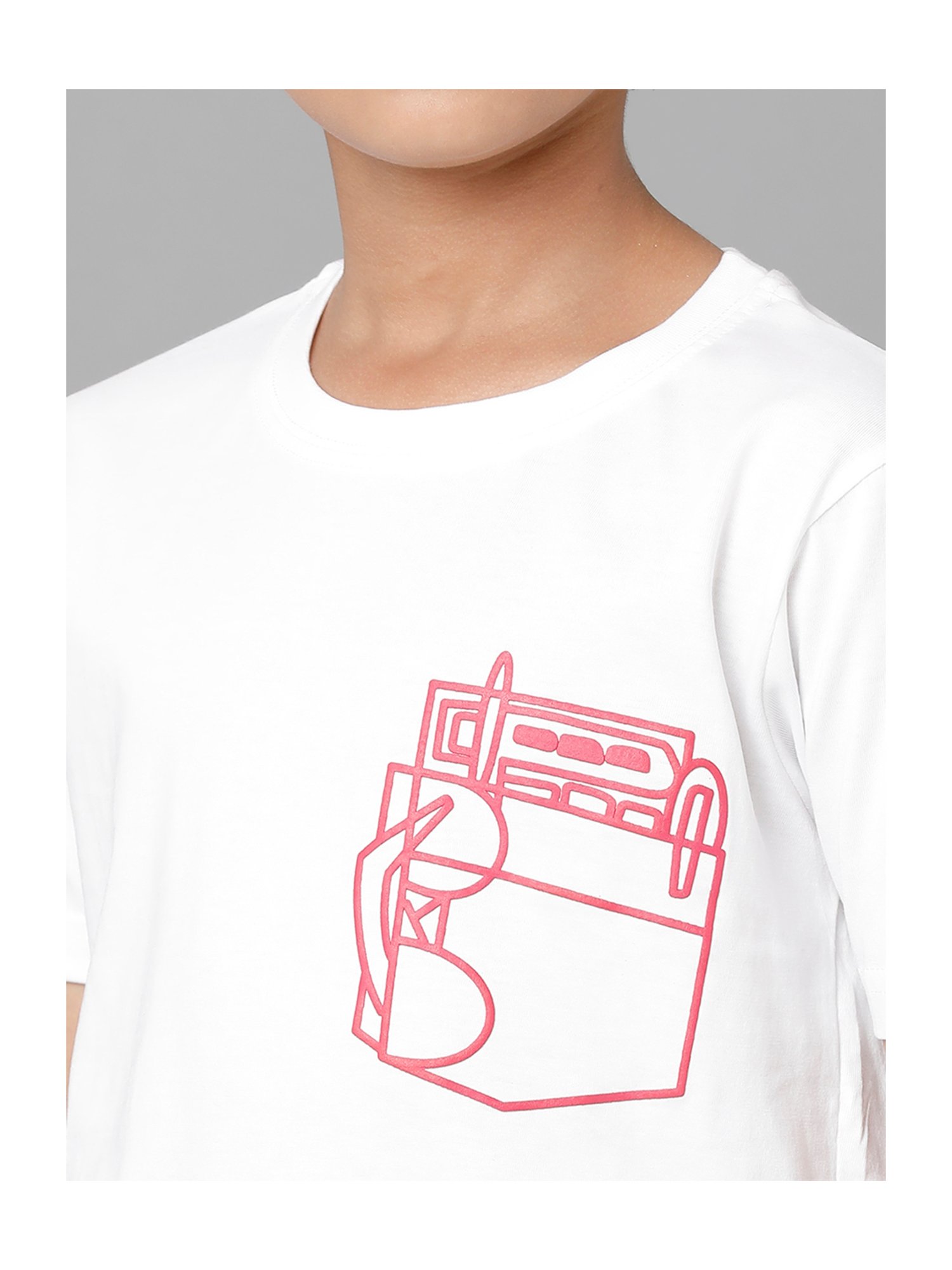 Under Fourteen Only Kids White Printed T-Shirt