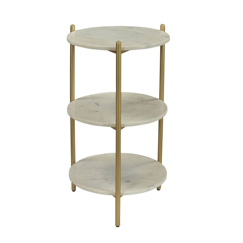 Contemporary 3-Tier Marble Accent Table White - Treasure Trove