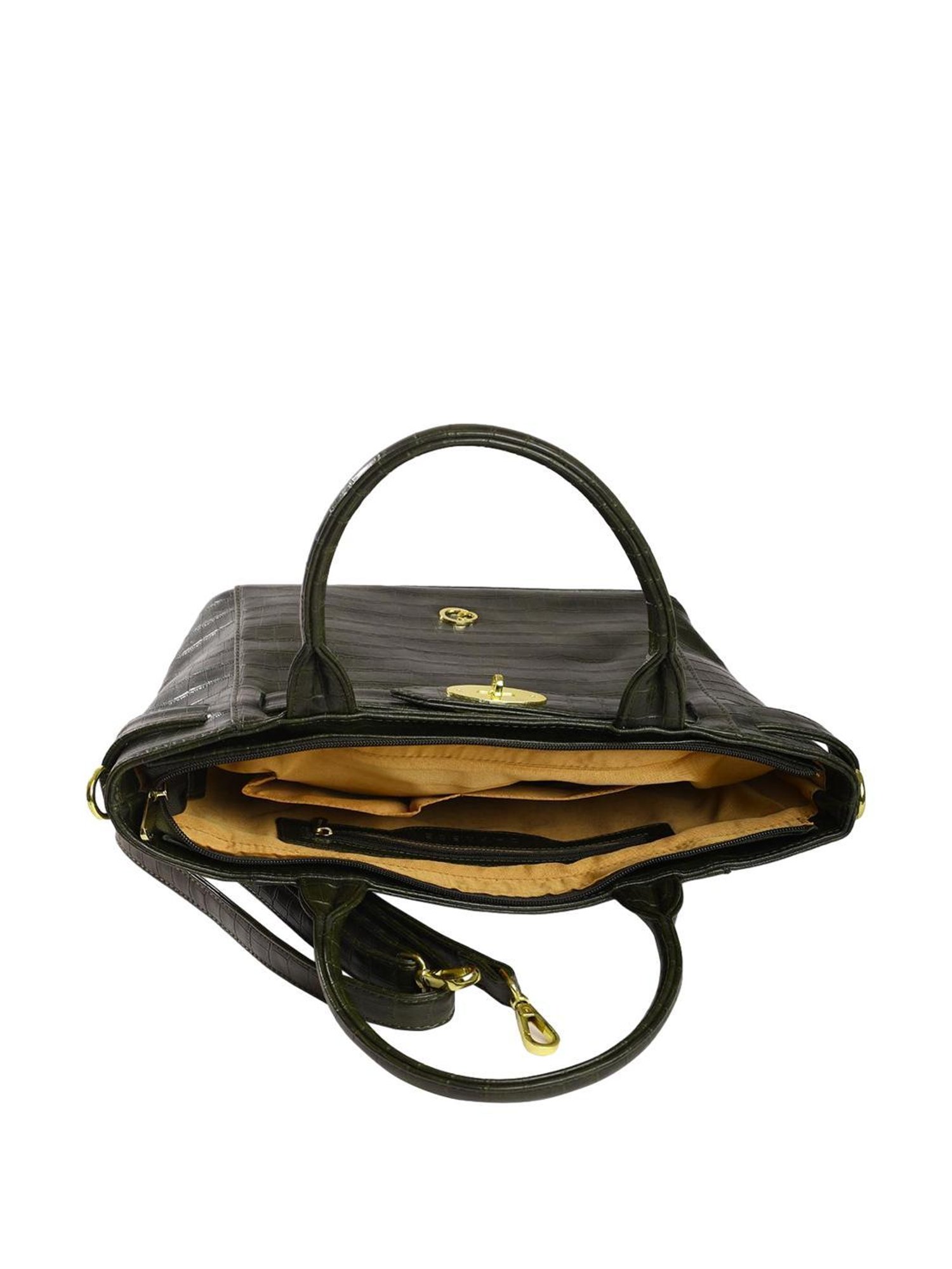 Caprese Treza Olive Faux Leather Solid Handbag