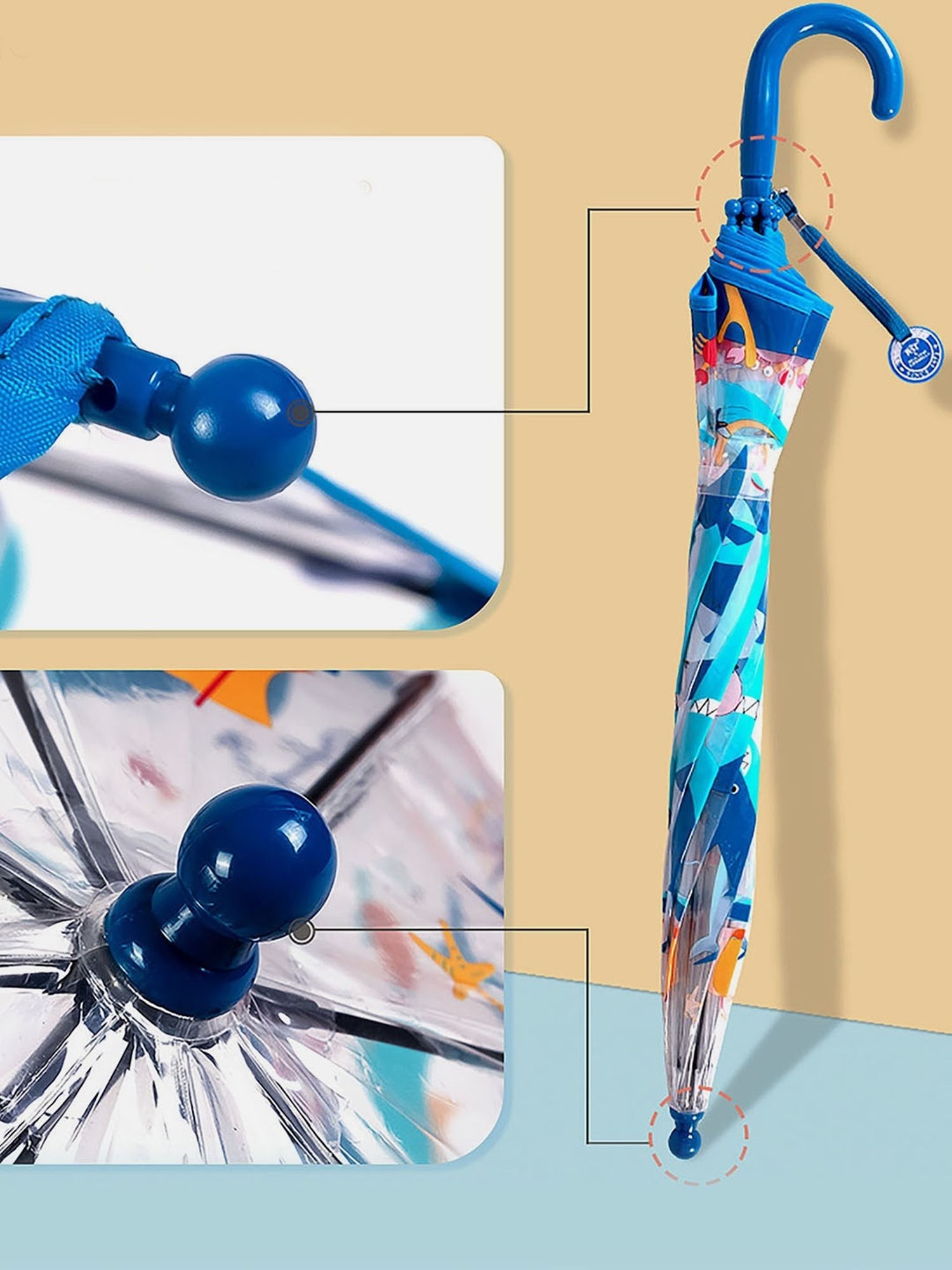 Little Surprise Box Blue Polyester Printed 2 Fold Umbrella