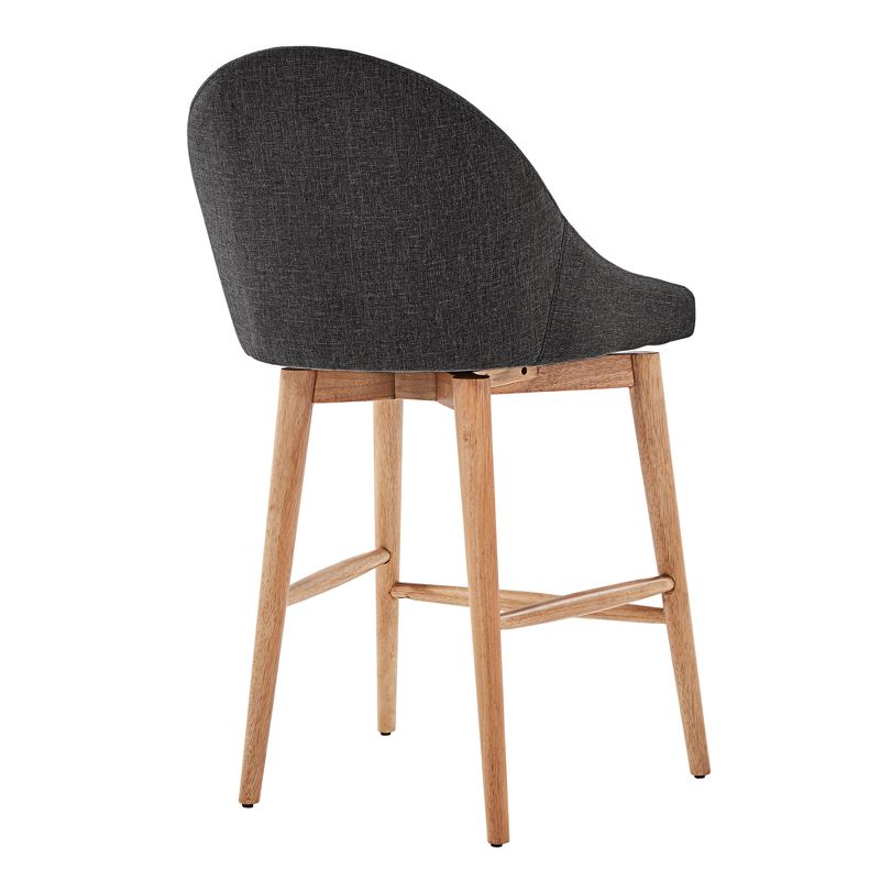 Set of 2 24" Conrad Natural Danish Modern Swivel Counter Height Barstools Charcoal - Inspire Q