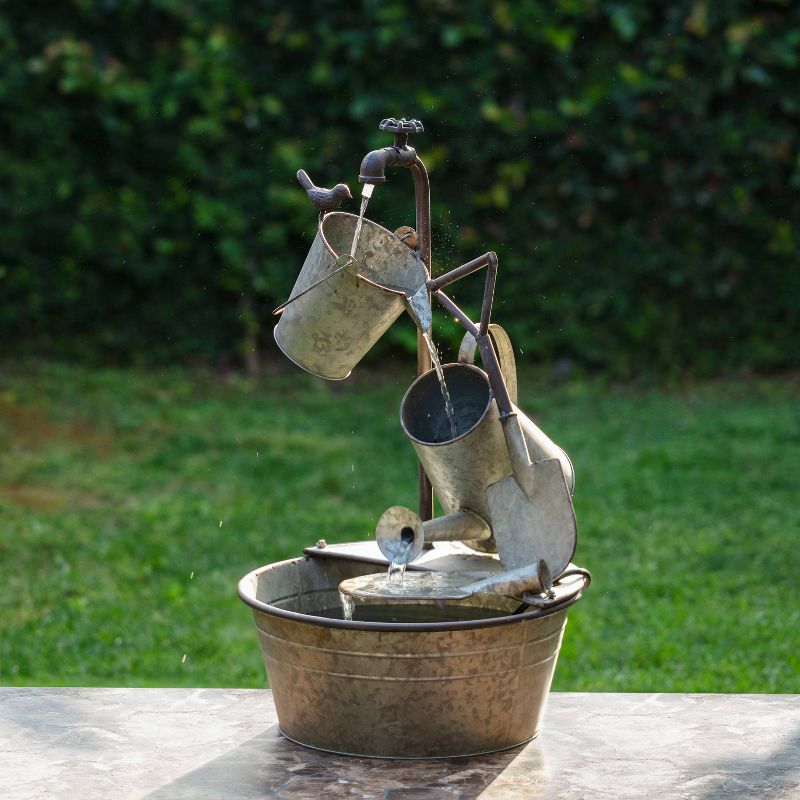 Alpine Corporation 29" Metal Tiered Garden Tools Fountain - Copper