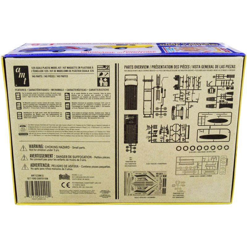 Skill 2 Model Kit 1977 Ford Econoline Surfer Van with Two Surfboards 2-in-1 Kit 1/25 Scale Model by AMT