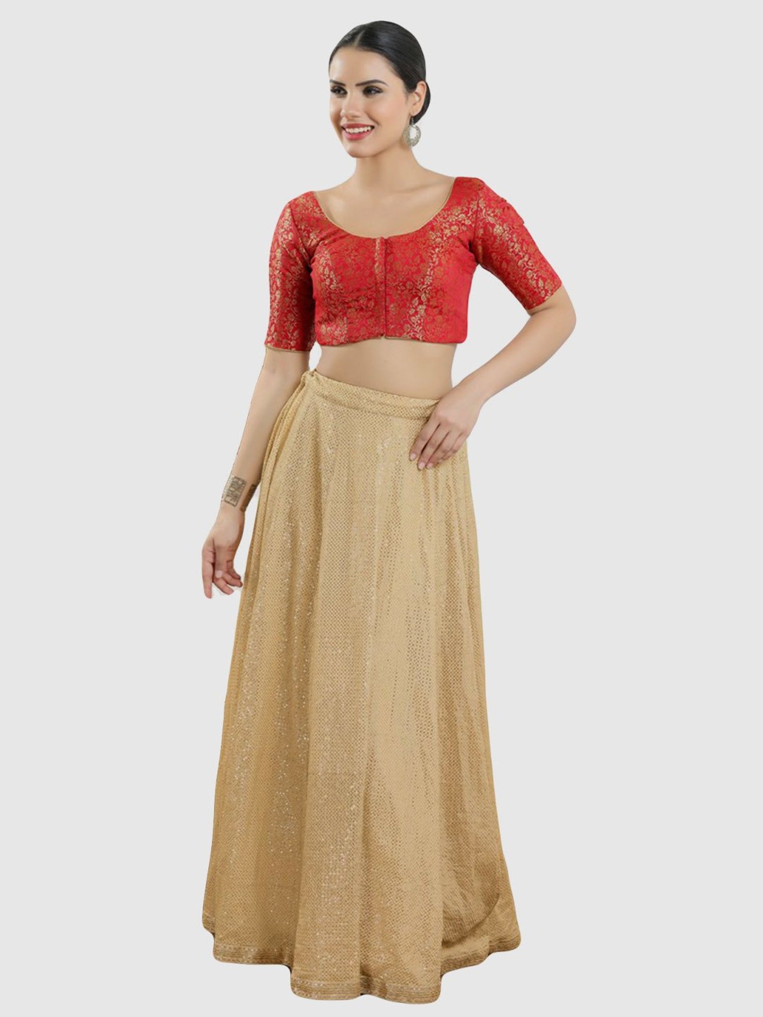 Salwar Studio Red Embellished Blouse