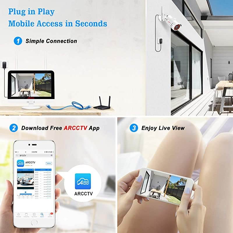 8CH Expandable]  All-in-one Wireless Security Camera System with 13'' LCD Monitor, 8CH 1080P WiFi NVR Kits Pre-Install 1TB Hard Drive and 4pcs Outdoor Cameras with Night Vision/Motion Detection