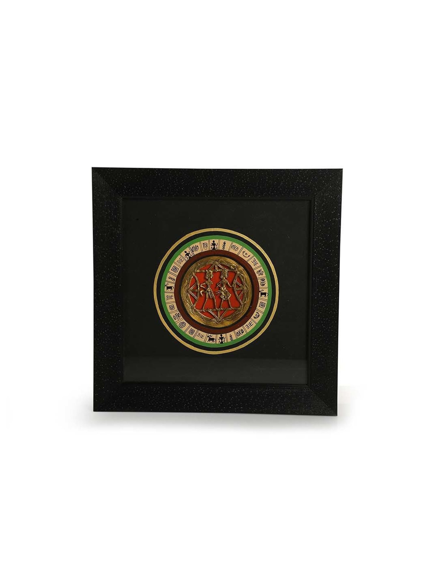 ExclusiveLane Black & Golden Acrylic Dhokra-Warli Dance Handcrafted Wall Decor