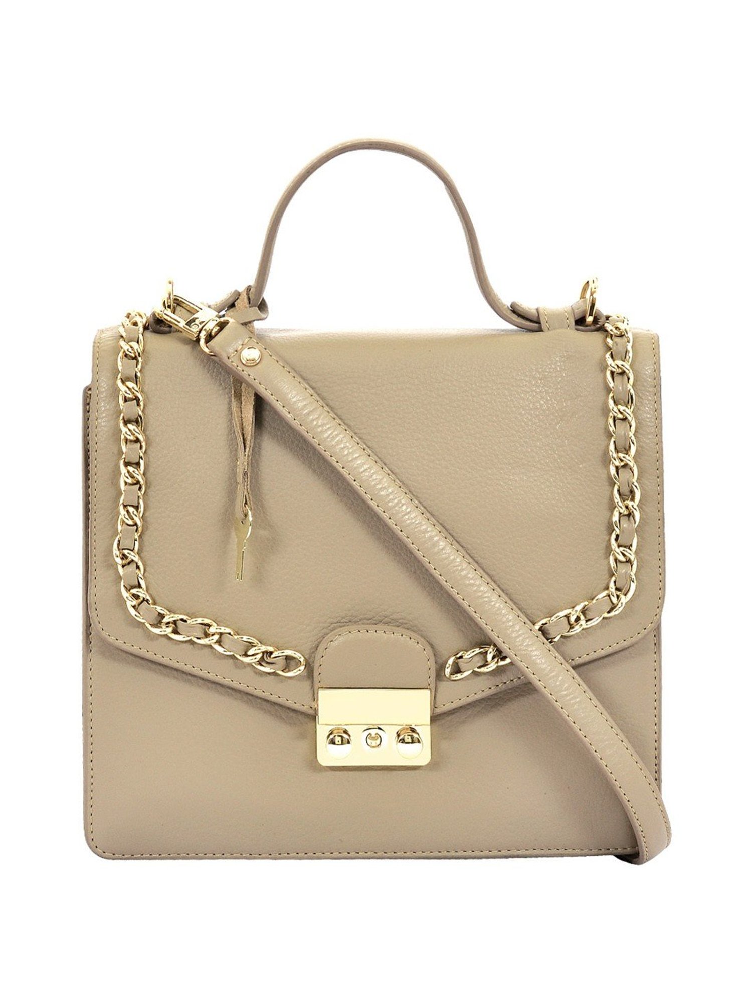 Eske Orsina Beige Solid Medium Handbag