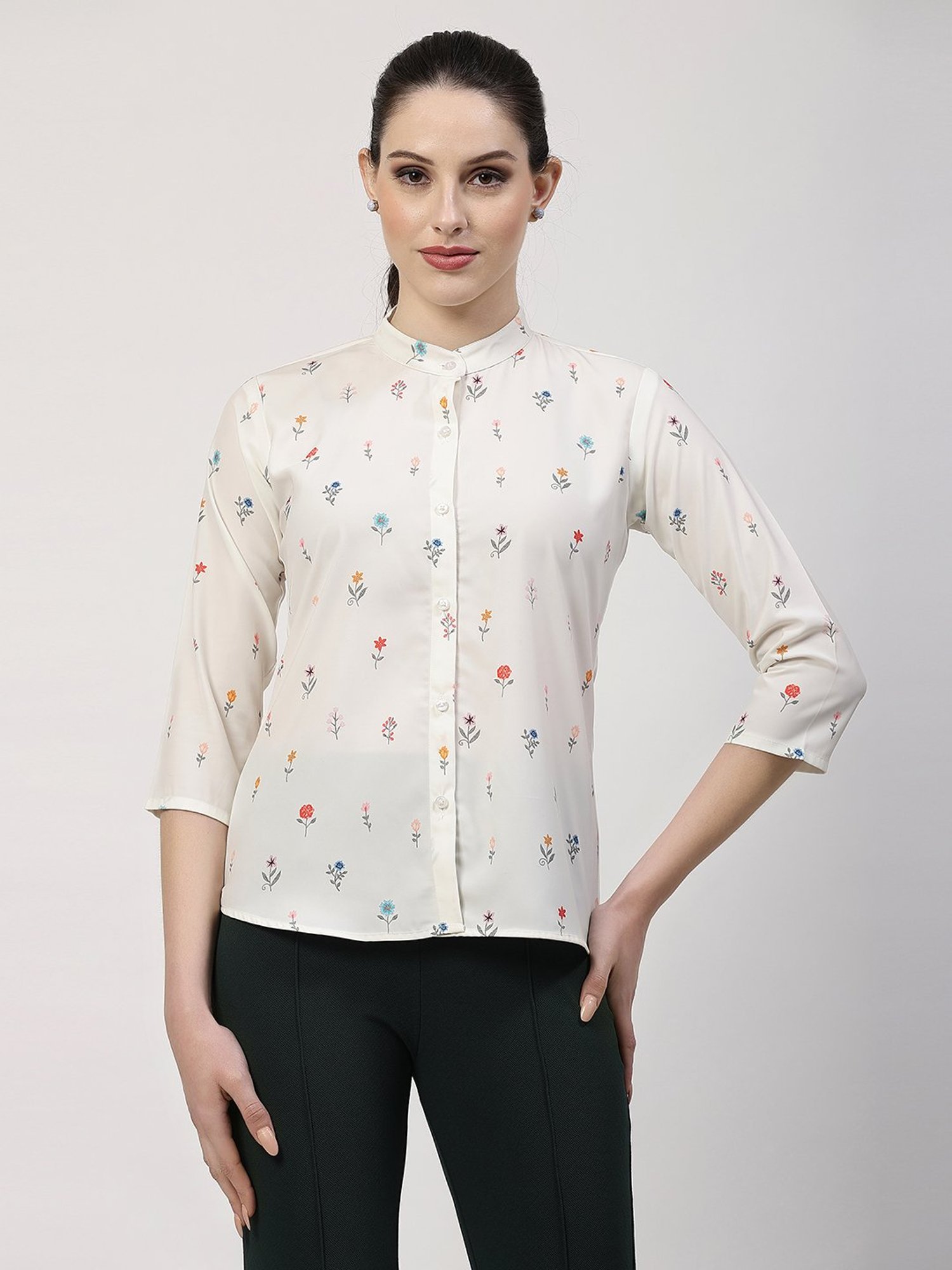 Office & You Cream Printed Shirt