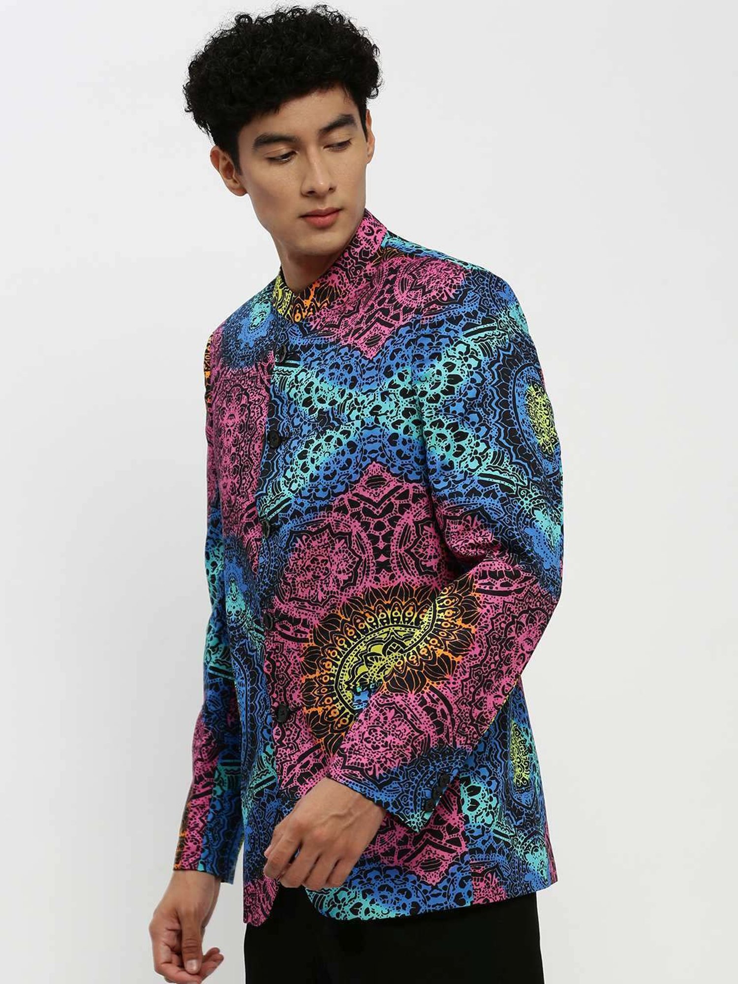SHOWOFF Multicoloured Slim Fit Printed Blazer