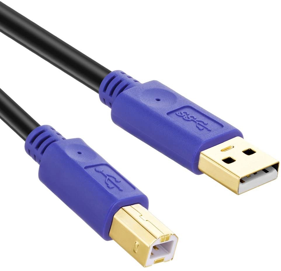 Printer Cable 12Ft Tanbin 12feet USB 2.0 High Speed Gold-Plated Connectors Printer Scanner Cable Cord A Male to B Male for HP Canon Lexmark Epson Dell Xerox Samsung etc