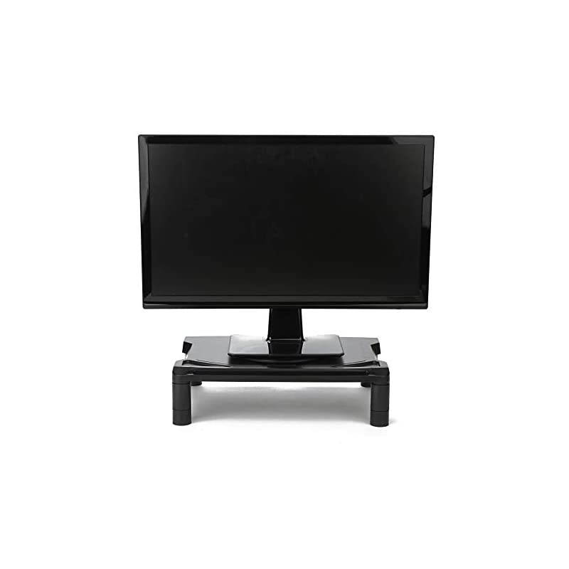 MONSWIVBLK Rotative Wide Adjustable Risers Extra Storage Stand Desk Organizer Spinning Monitor Black 4 Leg Rotate