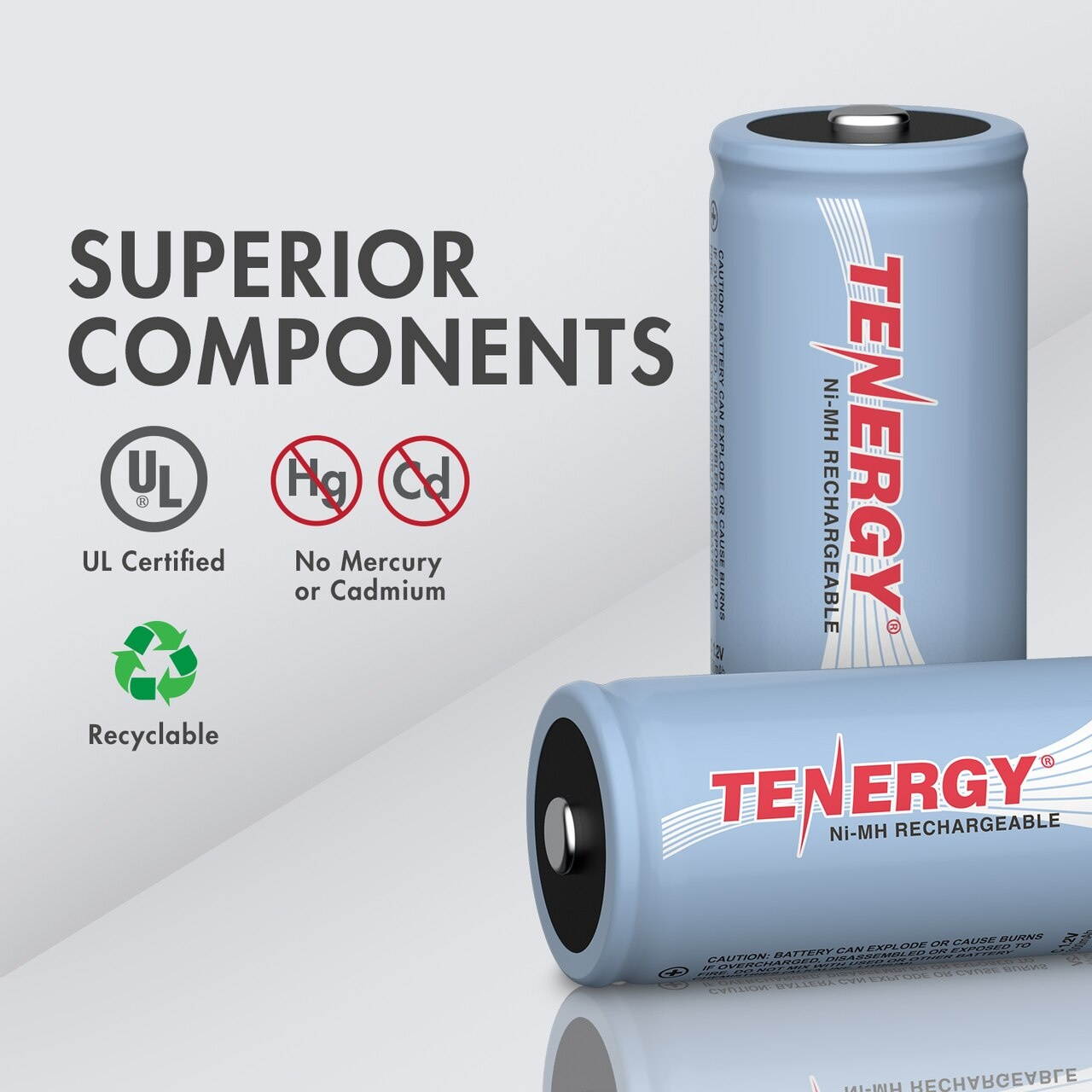 Tenergy NIMH C 1.2V 5000mAh Rechargeable Batteries, 48-pack