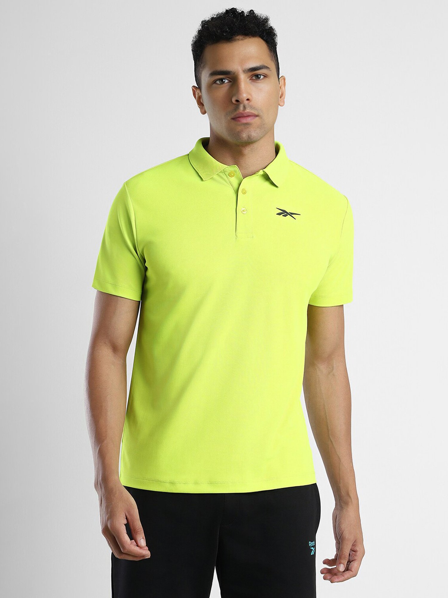 Reebok Lime Green Regular Fit Sports Polo T-Shirt