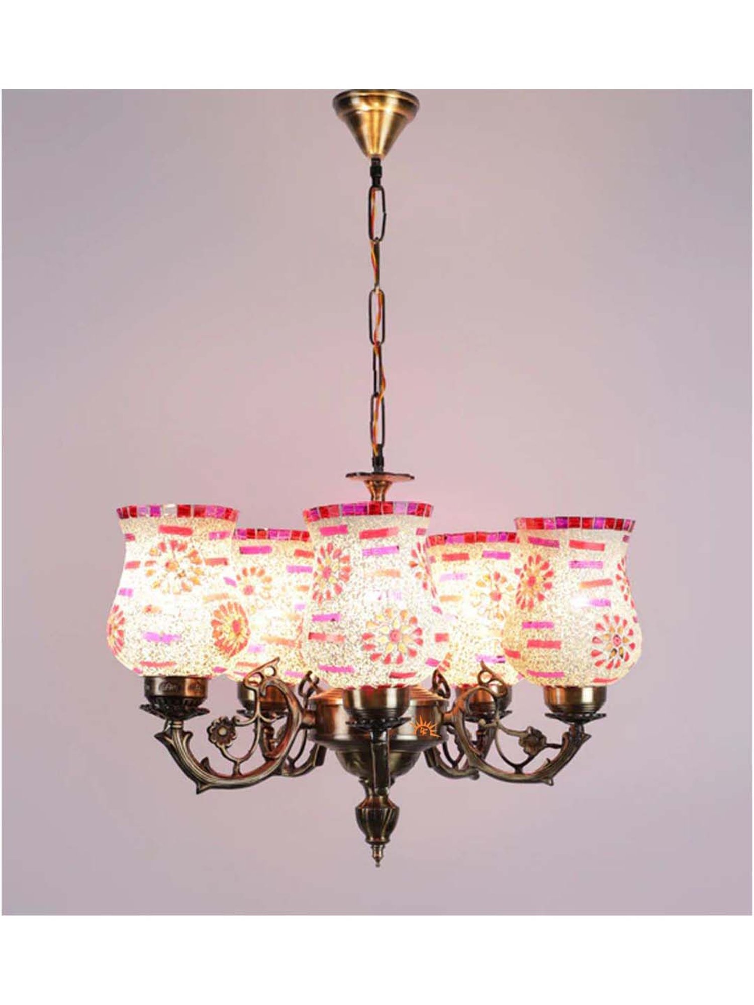 DecorativeRay Antique Gold Glass Chandelier - Set of 1