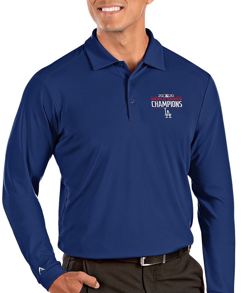 Antigua Los Angeles Dodgers 2020 MLB World Series Champions Tribute Long-Sleeve Polo Shirt