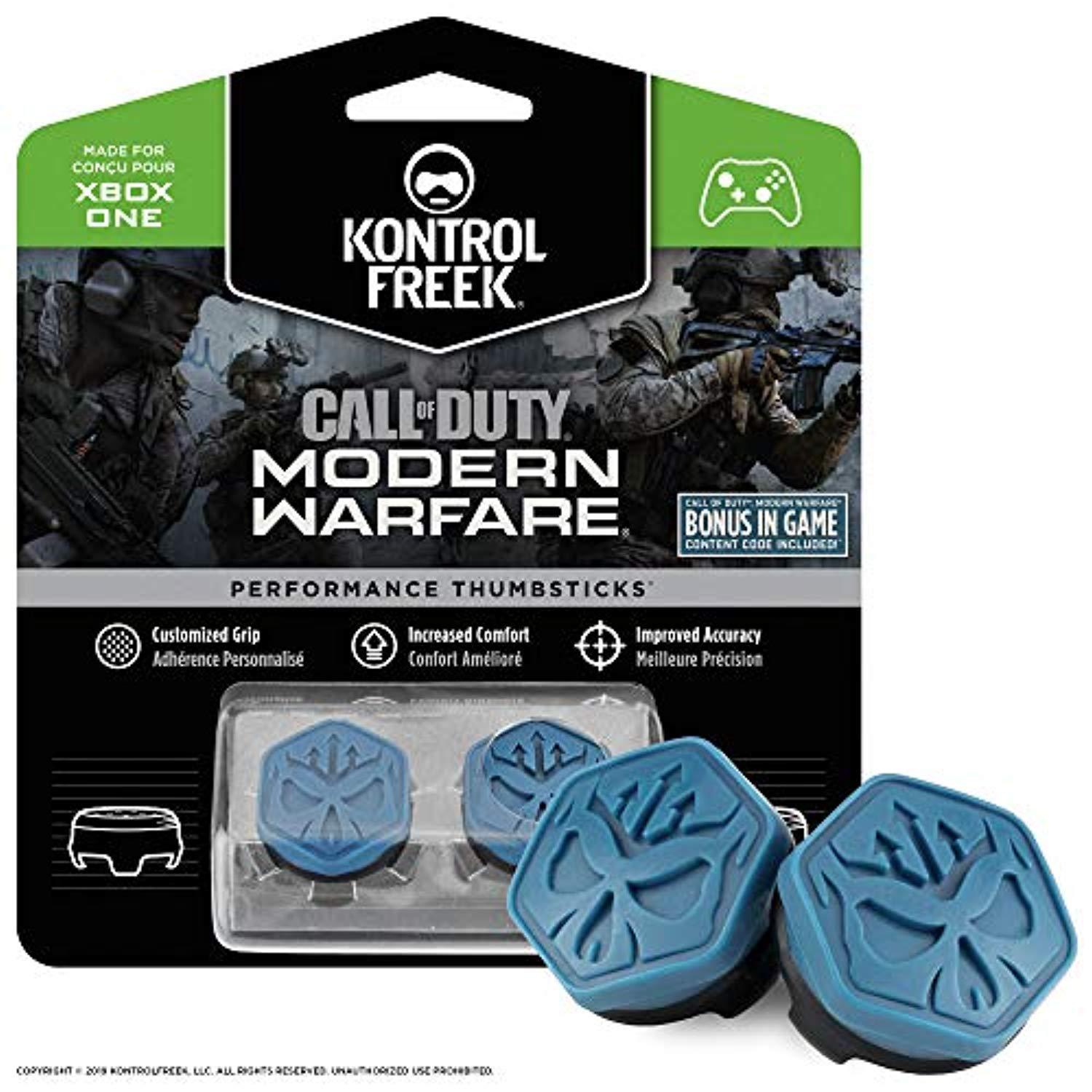 kontrolfreek call of duty modern warfare performance thumbsticks for xbox one | 2 mid-rise, convex | blue/black