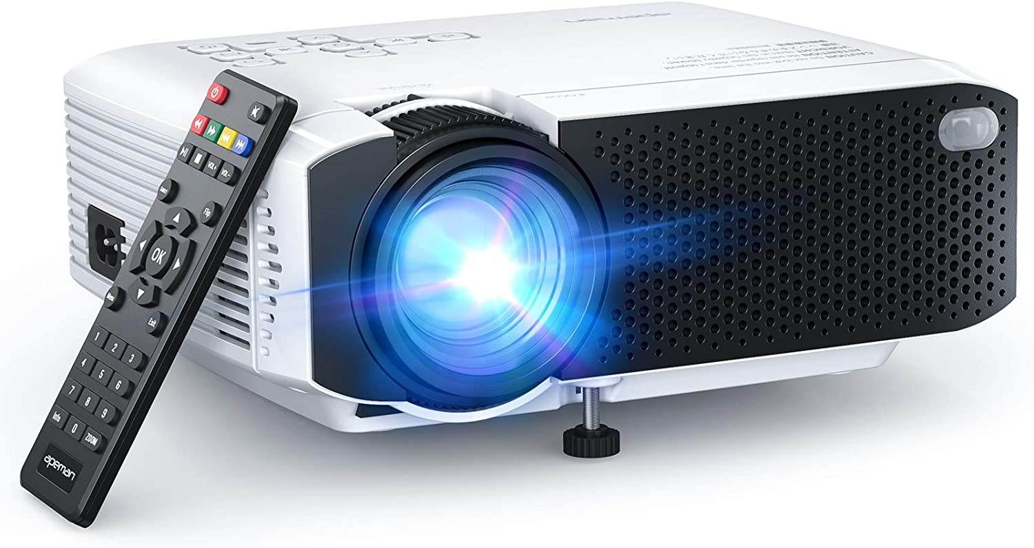 APEMAN LC350 Mini Projector, 4500L Brightness, Support 1080P 180" Display, Portable Movie Projector, 55,000Hrs LED Life and Compatible with TV Stick, PS4, HDMI, TF, AV, USB for Home Entertainment