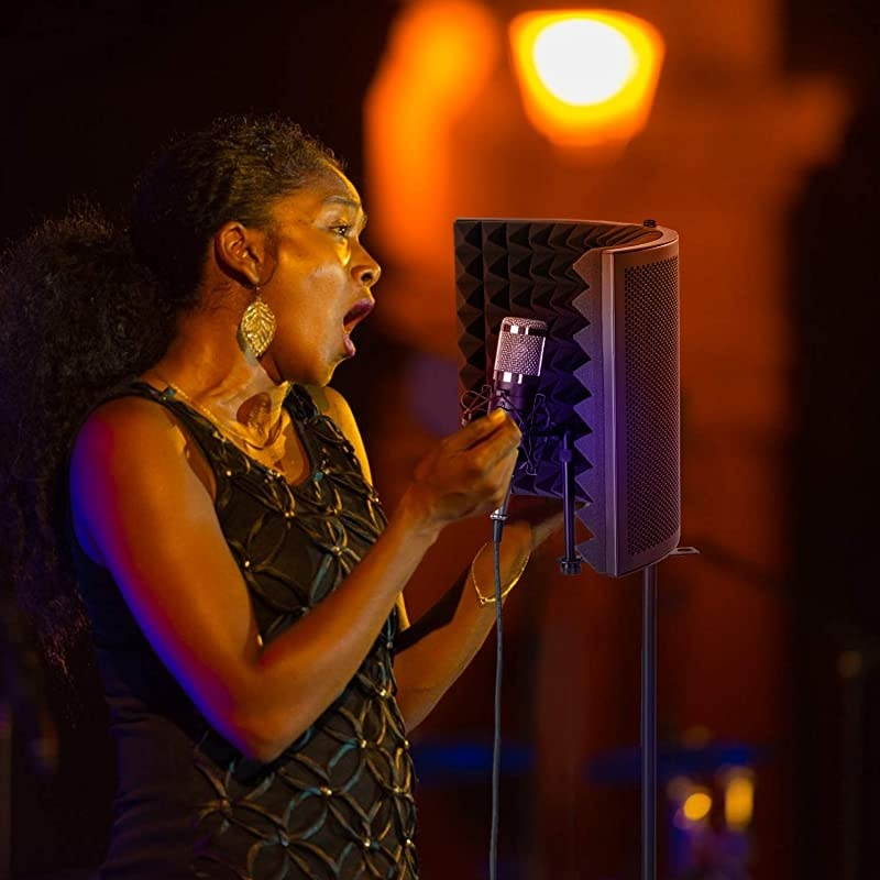 Microphone Isolation Shield Foldable Adjustable Durable Studio Recording Microphone Isolator Panel for Stand Mount or Table TopExtra Large Size