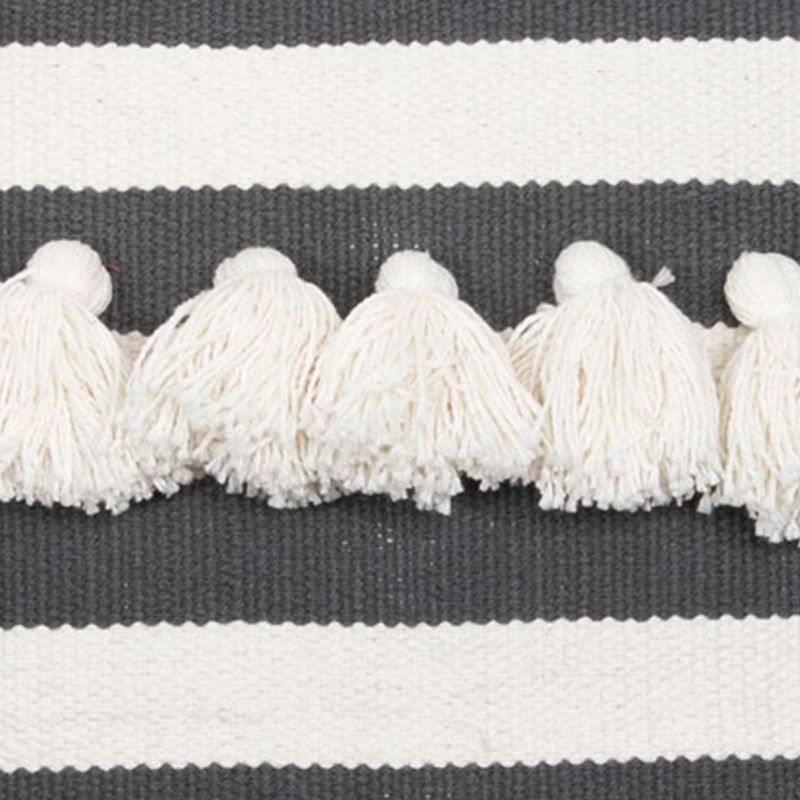 Black and White 20 x 20" Decorative Cotton Throw Pillow Cover with Insert and Hand Tied Fringe - Foreside Home & Garden