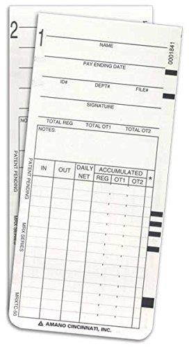 (100) Amano MRX-35 Time Cards (ARX-101300 / AMA101300 / ARX-104500 / MRXTC-50)