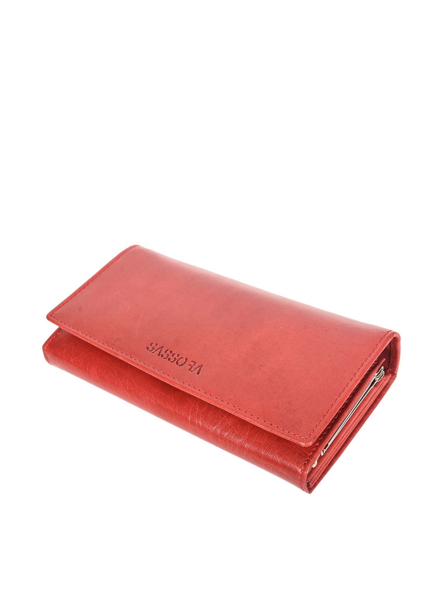 SASSORA Red Solid Rfid Wallet for Women