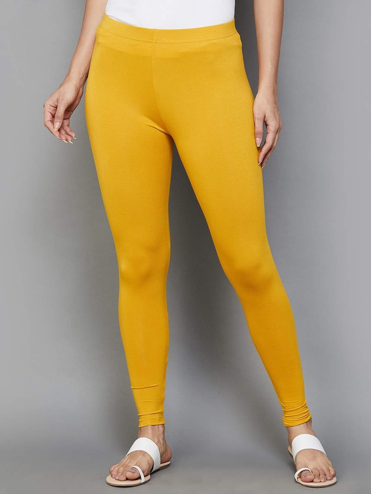 Melange by Lifestyle Yellow Cotton Leggings