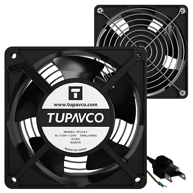 Network Cabinet Fan (Dual 2pc Kit for Server Rack Cooling) Pair of Ultra Quiet Roof Rackmount Muffin Fans 120mm 4in Noise Level 40dBa Steel Frame Ventilation with 110V AC/Ground Cable - TP1511