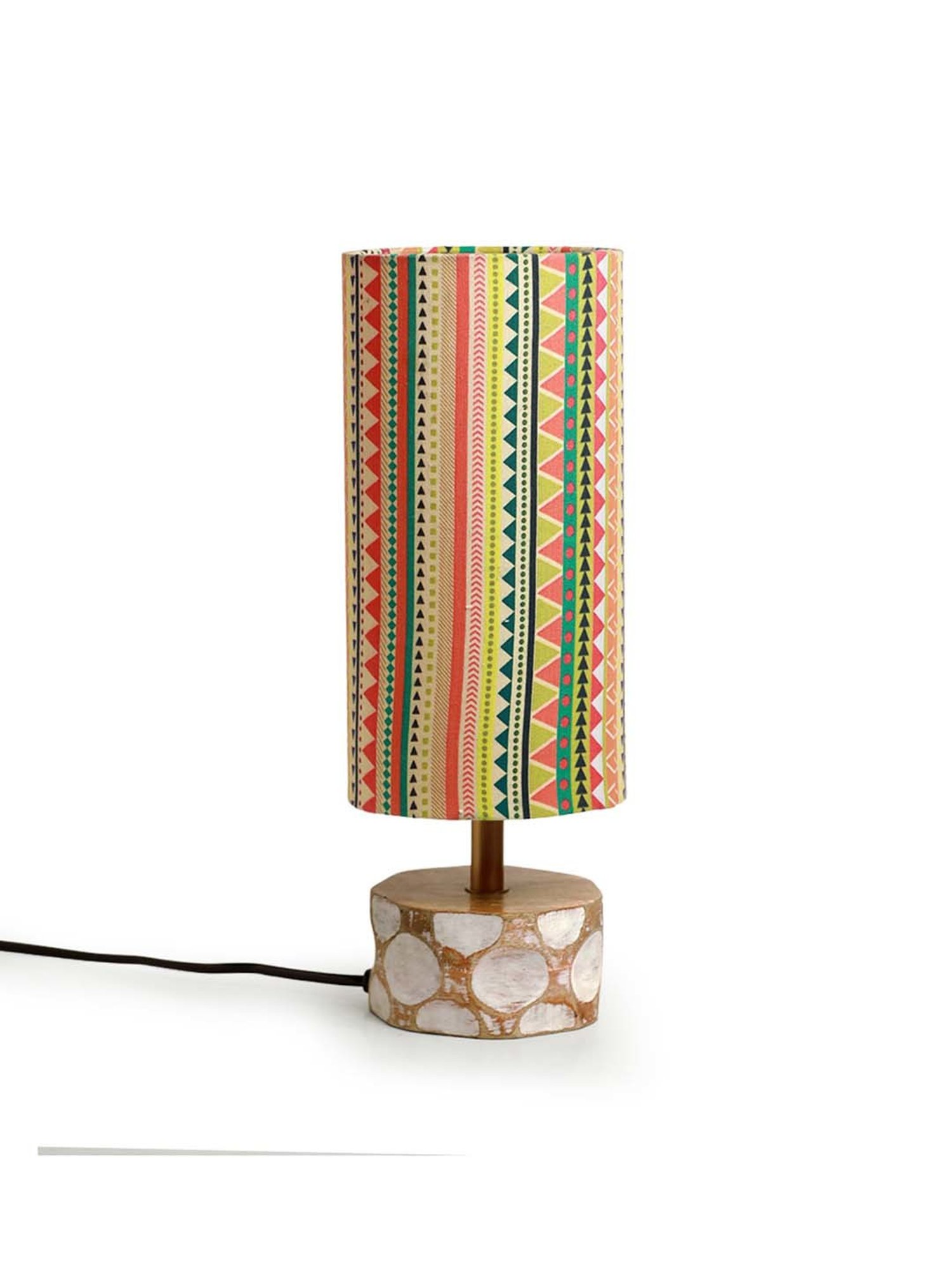 ExclusiveLane Vibrant Hues Multicolor Mango Wood Handcrafted Round Table Lamp