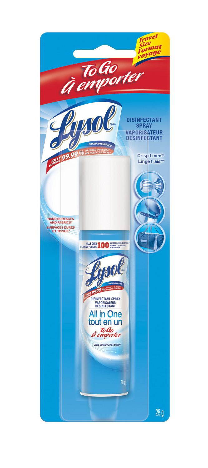 LYSOL Brand 79132 Disinfectant Spray to Go, Crisp Linen, 1 oz. Aerosol
