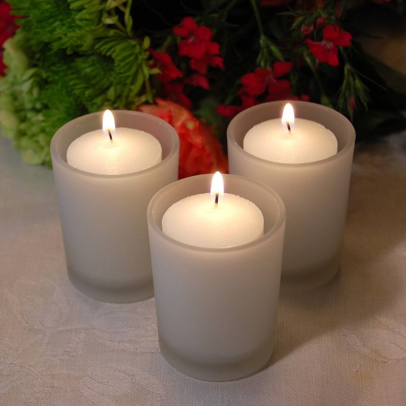 12ct LumaBase 15-Hour Candles in Frosted Glass Votives
