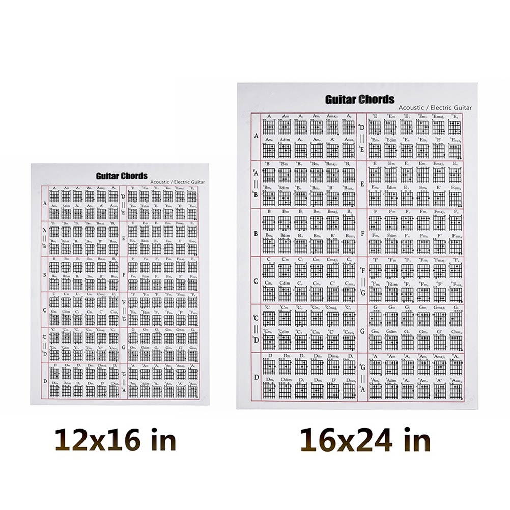 Guitar Fingering Paper Chart Guitar Chord Practice Chart for Beginner Starter Guitar Lover (30x40cm)