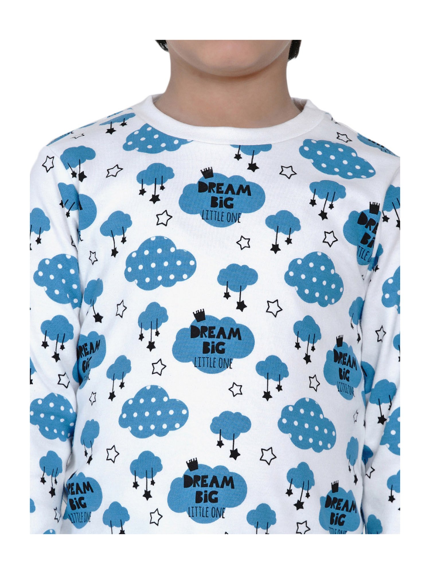 Berrytree Organic Boys Blue Cotton Clouds Print Night Suits