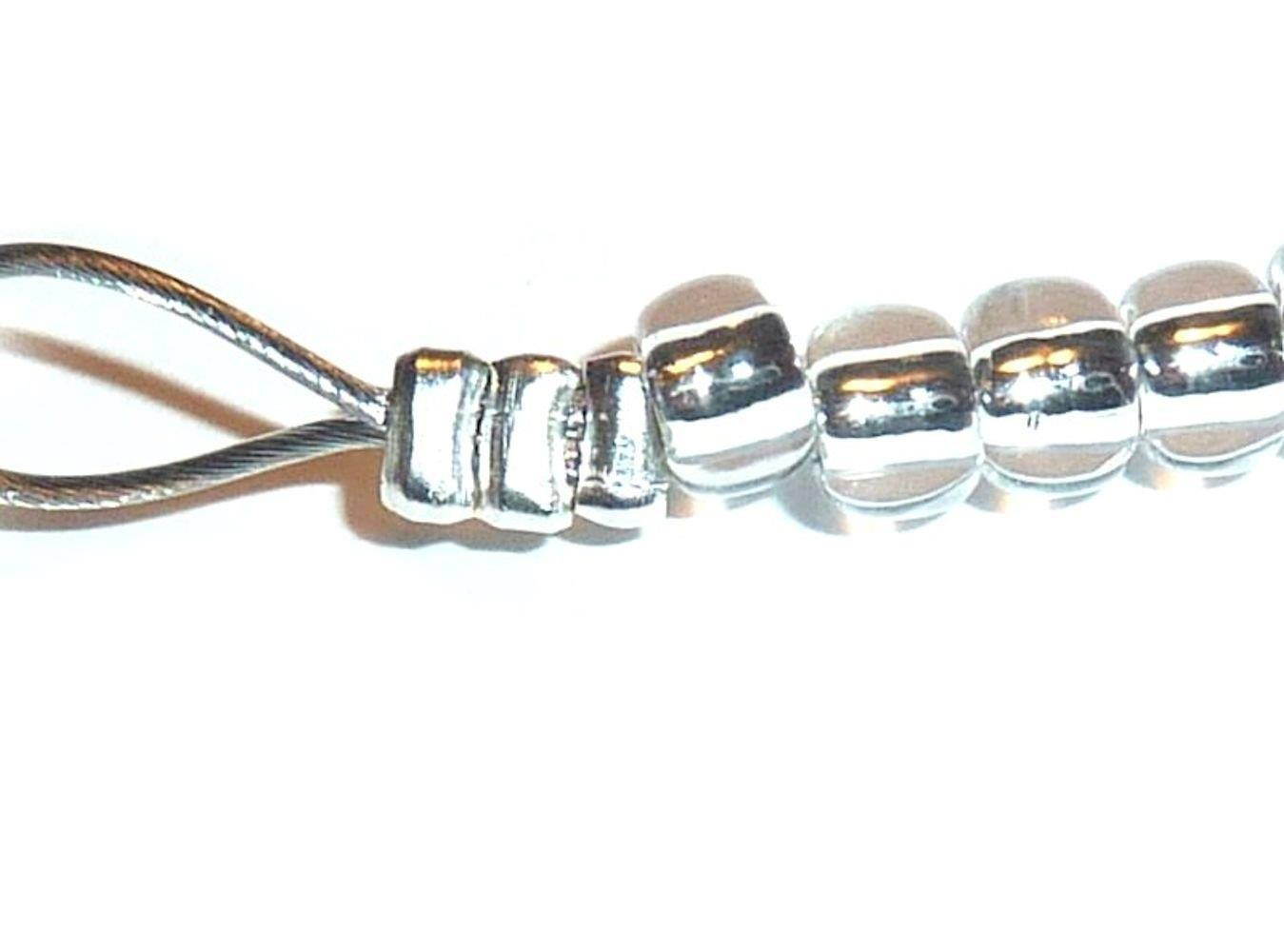 Hidden Hollow Beads, Simple Black, Women's Fashion Beaded Lanyard Necklace, 34", Key and ID Badge holder (Simple White GOLD - Non Breakaway (stronger))