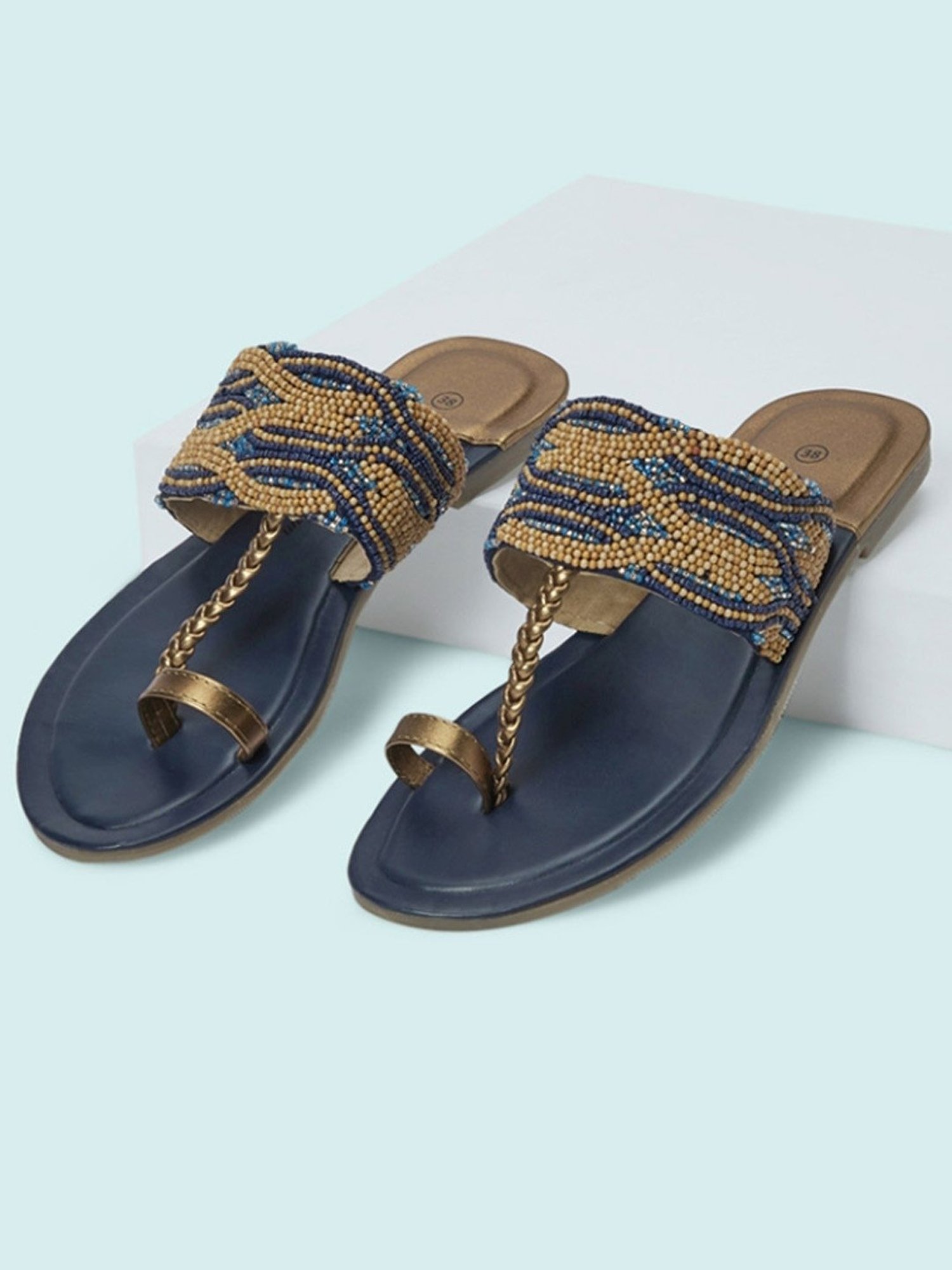 Forever Glam by Pantaloons Women's Gold Toe Ring Sandals