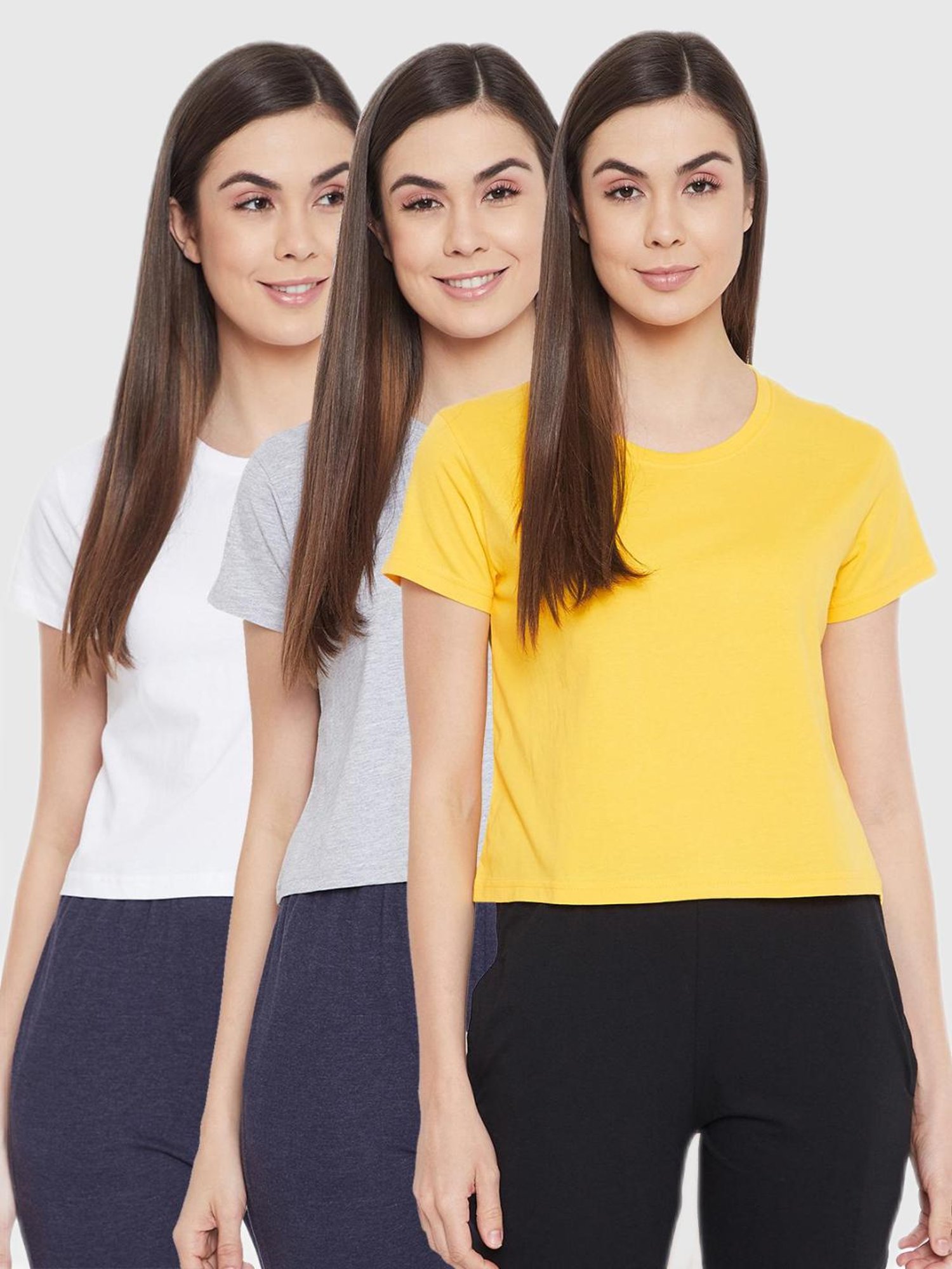 Clovia Assorted T Shirt (Pack of 3)