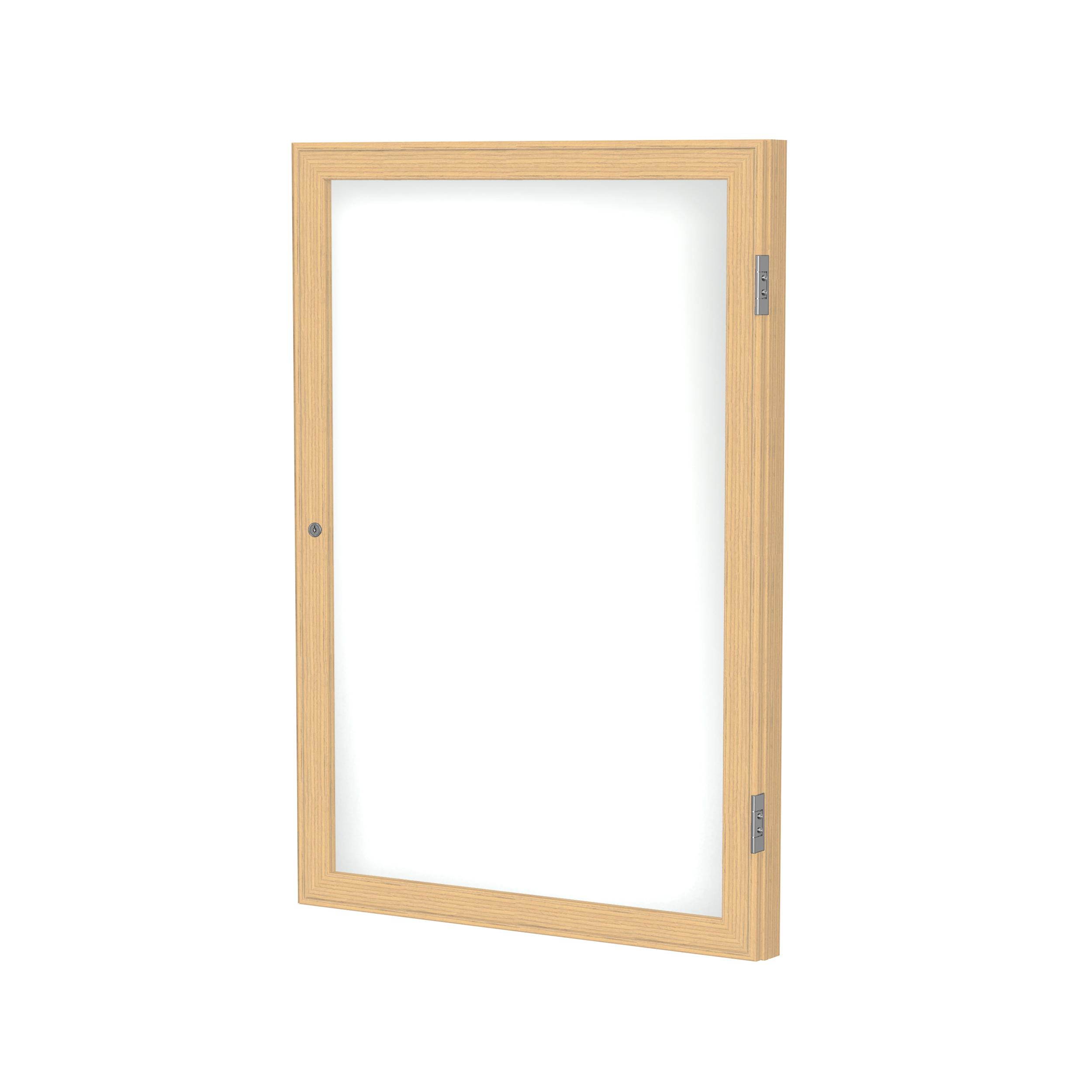 Ghent Manufacturing PW12418M-M1 24 x 18 in. 1-Door Wood Frame Oak Enclosed Porcelain Magnetic Whiteboard