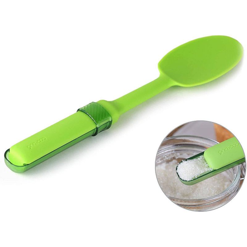 Cookduo Mix & Measure Spoon - Silicone Spoon with Adjustable Measuring Spoon FDA
