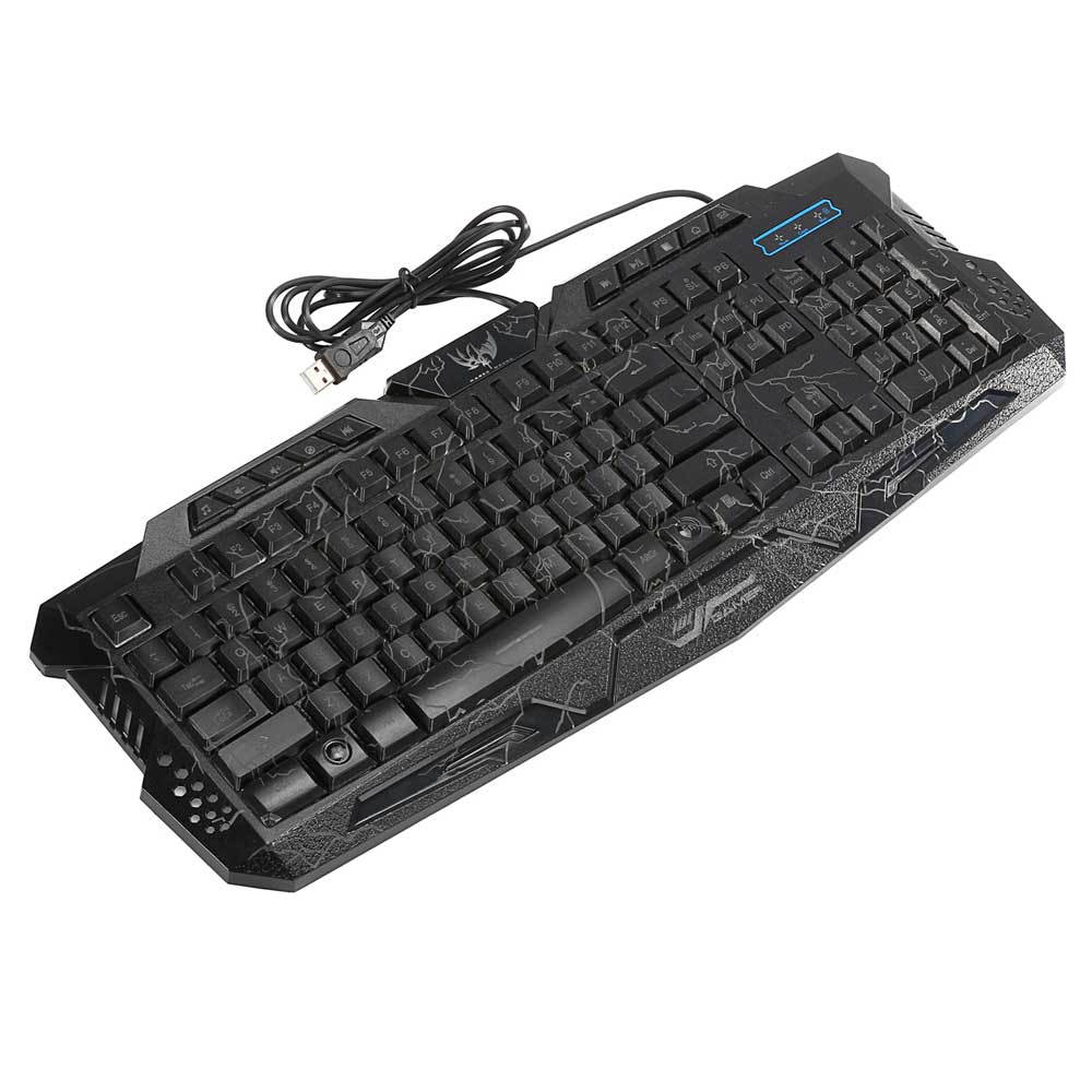 3 Colors Crack Illuminated LED 114-Key Backlight USB Wired PC Gaming Keyboard CA